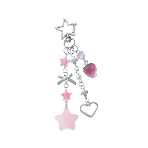 Wdbild Autoschlüsselkette Für Frauen Mädchen Schöne Tasche Charme BOWS STAR HEARTE Keychains Accessoires Für Rucksäcke Brieftasche Niedliche Bögen Star von Wdbild