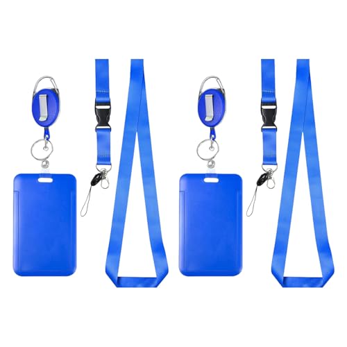 Wdbild Kartenhalter, 2er-Set Schiebe-Ausweishalter mit einziehbarem Ausweishalter, Karabinerhaken und abnehmbarem Lanyard-Gurt, vertikaler Kartenschutz von Wdbild