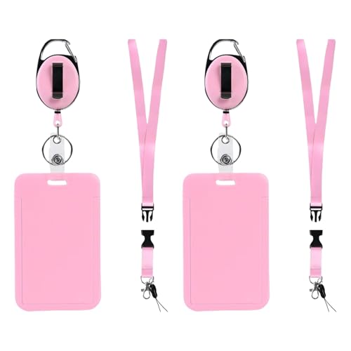 Wdbild Kartenhalter, 2er-Set Schiebe-Ausweishalter mit einziehbarem Ausweishalter, Karabinerhaken und abnehmbarem Lanyard-Gurt, vertikaler Kartenschutz von Wdbild