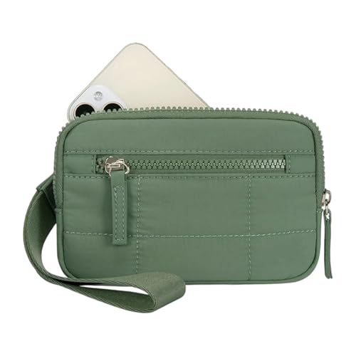 Wdbild Kompakte Keychain Armbandasche Mit Reißverschlusskartenschlitzen Und Münz Frauen Reise Brieftasche Mit Verstellbarem Gurt Gurt Armband Clutch Clutch von Wdbild