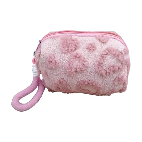 Wdbild Kosmetiktasche, Plüsch-Make-up-Tasche mit Liebesdruck, Kosmetiktasche mit Griff, praktische Kulturtasche, Reise-Hautpflege-Organizer, Federmäppchen von Wdbild