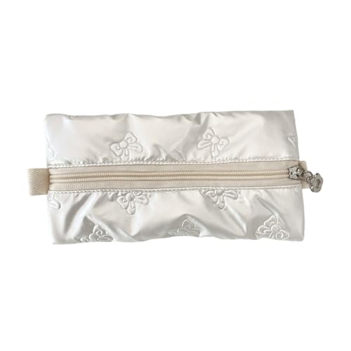 Wdbild Metallic Color Bleistift Beutel Bowknot Print Stiftbeutel Große Kapazität Bleistift Hülle Fahrstift Organisatoren Reisen Make Up Beutel Waschbare PU Bleistiftkoffer von Wdbild