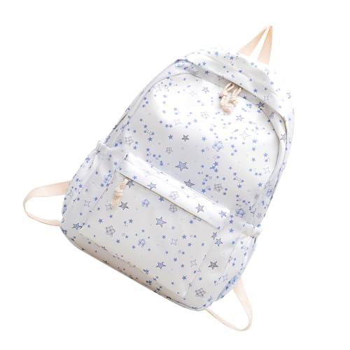 Wdbild Mode Sternmuster Rucksack Praktischer Verschleiß Resistant Nylon Praktisches Kompartiment Design Geeignet Für Frauen Leichte Nylon Rucksäcke von Wdbild
