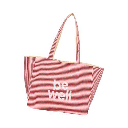 Wdbild Reversible Gestreifte Leinwand Umhängetasche Großer Kapazität Lässig Sollte Mit Mehreren Fächern Und Gestickten Designs Koreanischer Stil Gesticktes Crossbody Tasche von Wdbild