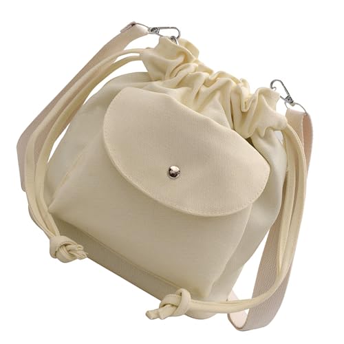 Wdbild Stilvolle Lässige Canvas Umhängetasche Kordelzug Öffnungs Geräumiger Interieur Crossbody Geldbörse Fit Books Elektronik Accessoire Leinwand Kordelmesser Eimerbeutel von Wdbild