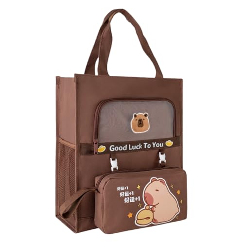 Wdbild Studentenbücher Tasche Abnehmbarer Stiftkoffer Cartoon Print Leinwand Tasche Einkaufen Mit Seitentaschen Top Leinwand Abnehmbarer Stiftkoffer Mädchen Cartoon Druckbücher Mit Seitentaschen von Wdbild