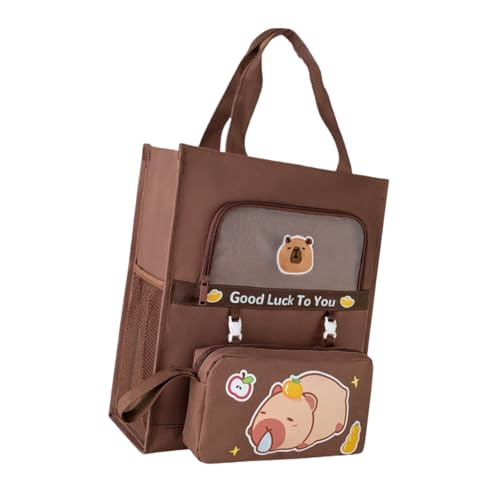 Wdbild Studentenbücher Tasche Abnehmbarer Stiftkoffer Cartoon Print Leinwand Tasche Einkaufen Mit Seitentaschen Top Leinwand Abnehmbarer Stiftkoffer Mädchen Cartoon Druckbücher Mit Seitentaschen von Wdbild