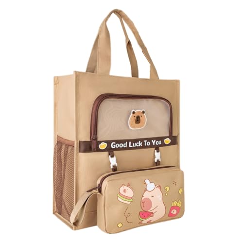 Wdbild Studentenbücher Tasche Abnehmbarer Stiftkoffer Cartoon Print Leinwand Tasche Einkaufen Mit Seitentaschen Top Leinwand Abnehmbarer Stiftkoffer Mädchen Cartoon Druckbücher Mit Seitentaschen von Wdbild