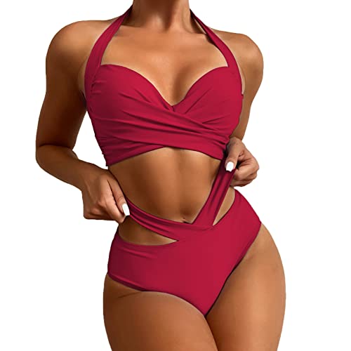 Badeanzug Damen Sexy,Badeanzug Damen Tankini Damen Sexy Bikini Damen FüR Sex Bikini Damen GroßE BrüSte BüGel Bikini üBergrößE Dunkelblau Bikini Damen High Waist von Wdgfv