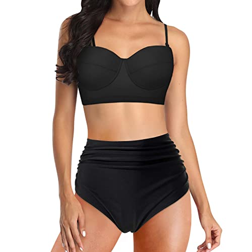 Bikini Damen Set Push Up,Bikini Mit Netz Tankini Mit Kurze Hose Bikini Damen Triangle Bikini Damen GroßE BrüSte Sport Two Piece Swimsuit Halterneck Bikini Tankini Damen Triangel Bikini Damen von Wdgfv