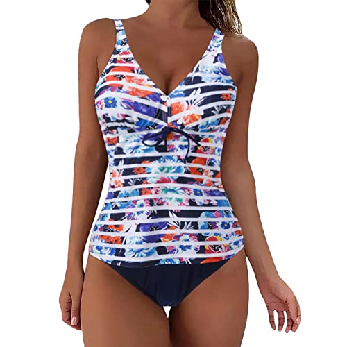 Damen Badeanzug Mit Streifenmuster Women's Bikini Set Ruffle One Shoulder Bikini High Waist Tummy Control Swimwear Two Piece Swimsuit Triangle Wide Underbust Band Bikinihose Schwarz Damen von Wdgfv