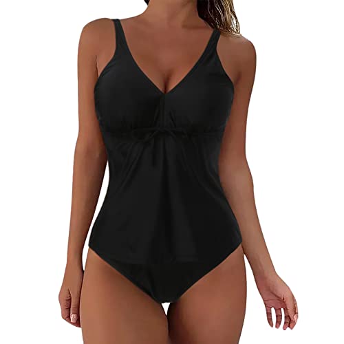 Damen Tankini Mit Seitlichem SchnüRdetail Women's Bikini Set with Shell Edge Triangle Bikini Tropical Pattern Swimwear Two-Piece Swimsuit Top Adjustable Shoulder Strap Bikini Set von Wdgfv