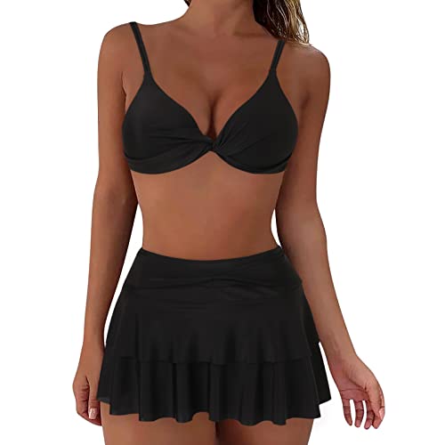 Frauen Mode niedlich Split Zweiteiler Vintage Karierte Boxerhosen für Mädchen Badeanzug Tops Für Kinder Bikini Oberteil GroßE GrößEn Bikini Damen High Waist Sexy BüGel Bikini Cup D Gelb von Wdgfv