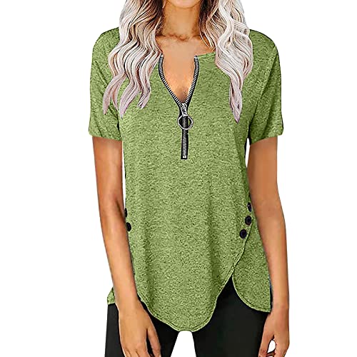 Tank Top Damen Sommer Basic Sommerbluse Damen Tank Tops Elegant Casual Tshirt für Frauen Tunika Damen Lässige Locker Weste Mit Knopfleiste Tank Tops Damen Ärmellos V Ausschnitt Unterhemd von Wdgfv