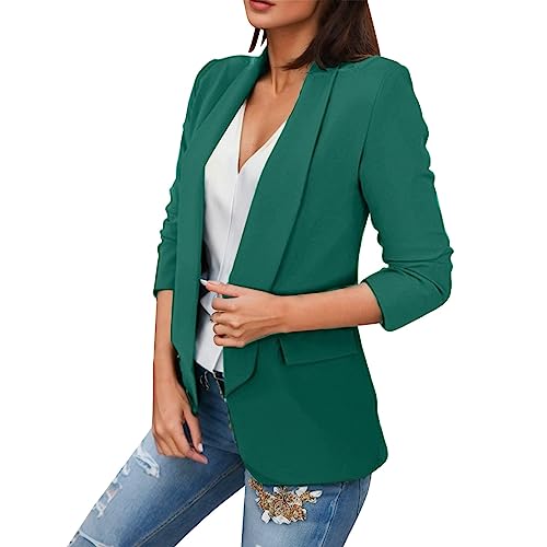 Wdgfv Blazer für Damen Business Casual Damen-Strickjacke mit kurzen Ärmeln, vorne offen, leichte Strickjacke, drapierte Rüschen, Strickjacke Glitzer Cardigan Strickjacke Damen Cardigan Damen Sweat von Wdgfv