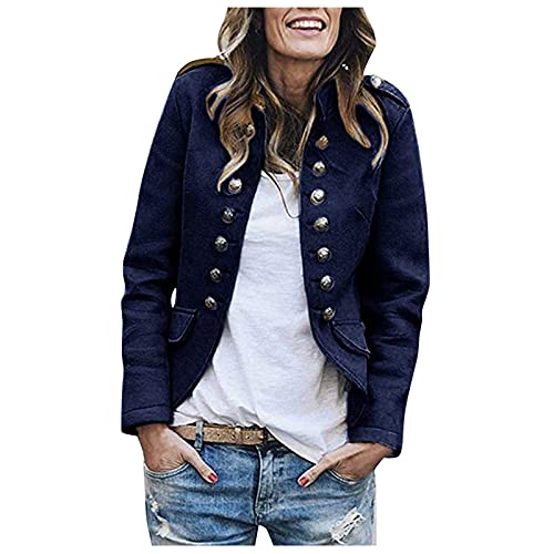 Wdgfv Damen-Freizeitblazer mit Knöpfen Lässige, modische, lockere, rosafarbene Anzugjacke mit kleinem Kragen für Damen Grauer Mantel Damen Kurz Cardigan Damen Schwarz Fleece Damen Pullover von Wdgfv