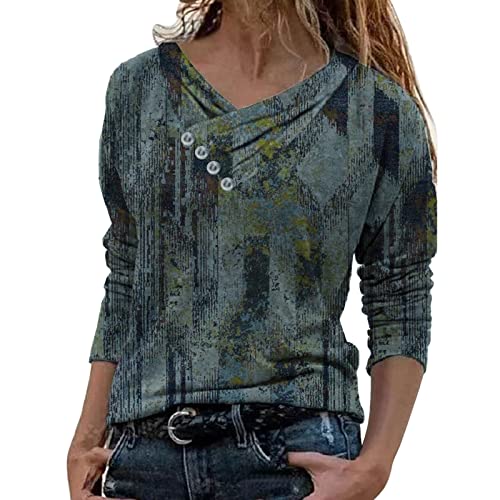 Wdgfv Langarmshirts für Damen Bluse Famen Elegant Damen Elegante Gestrickte Jacke Pullover Damen Oversize Damen Bluse äRmellos Bluse MäDchen Tunika äRmellos Damen Sommer Tunika Yoga Grau XL von Wdgfv