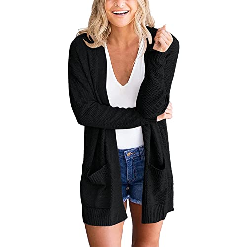 Wdgfv Sweatjacke Damen, Damen Lose lässige Langarm-Strickjacken, Cardigan Lang Dünne Jacke Langarm Leichter Sommer Cardigan Elegante Schulterjacke Shrug Top Casual Top Blusen von Wdgfv