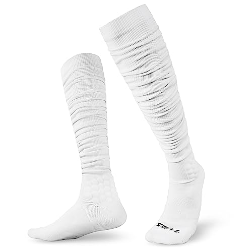 Fußballsocken, extra lang, Overknee-Stil, gepolstert, Größe L (Herren 7-9,5), Weiß von We Ball Sports