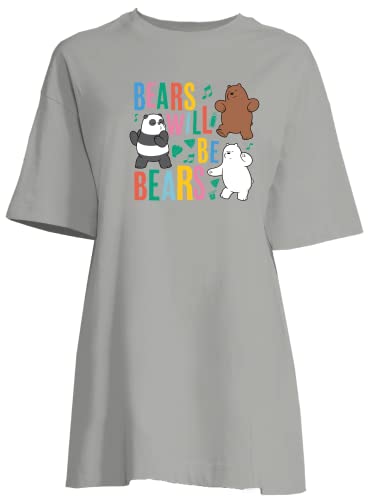 We Bare Bears Damen Wowebarbt001 Nachthemd, Grau meliert, XXL von We Bare Bears