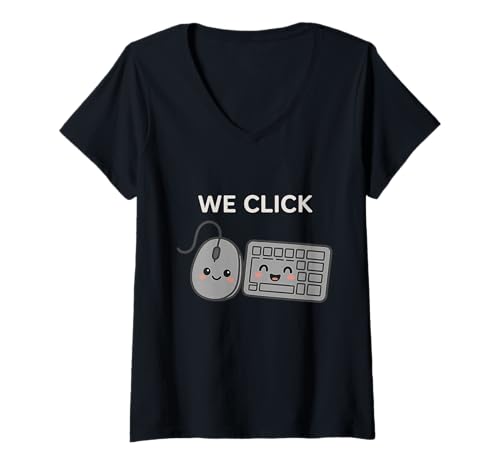 Damen We Click Funny - Computer-Maus-Tastatur Cute Tech Geek Nerd T-Shirt mit V-Ausschnitt Damen We Click Funny - Computer-Maus-Tastatur Cute Tech Geek Nerd T-Shirt mit V-Ausschnitt von We Click Funny - Computer Mouse Keyboard Cute Tech