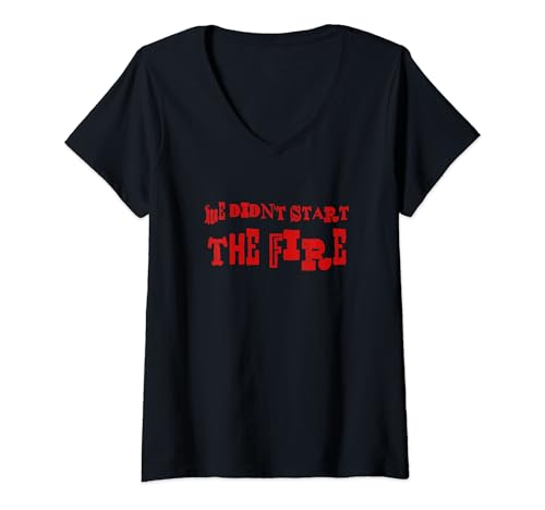 Damen We Didn't Start The Fire T-Shirt mit V-Ausschnitt Damen We Didn't Start The Fire T-Shirt mit V-Ausschnitt von We Didn't Start The Fire