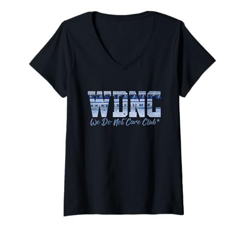 Damen Retro WDNC Club | We Do Not Care, Denim Jeans Style Graphic T-Shirt mit V-Ausschnitt Damen Retro WDNC Club | We Do Not Care, Denim Jeans Style Graphic T-Shirt mit V-Ausschnitt von We Do Not Care, Denim Jeans WDNC Club Tee