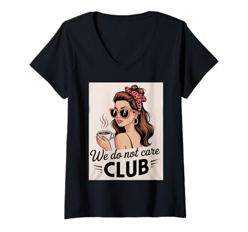 Damen Damen Coffee We Do Not Care Club Merch Wdnc Merch Wdnc Club T-Shirt mit V-Ausschnitt von We Do Not Care Club Merchandise Wdnc Club Merch