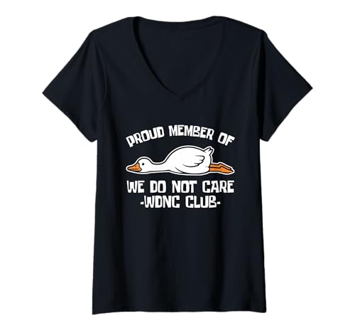 Damen Dumme Gänse Meme Wir kümmern Uns Nicht um Club WDNC Funny T-Shirt mit V-Ausschnitt Damen Dumme Gänse Meme Wir kümmern Uns Nicht um Club WDNC Funny T-Shirt mit V-Ausschnitt von We Do Not Care Club WDNC Silly Goose Meme Cool Tee
