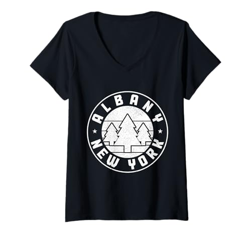 Damen Albany New York Retro NY Pride T-Shirt mit V-Ausschnitt Damen Albany New York Retro NY Pride T-Shirt mit V-Ausschnitt von We Love Albany New York