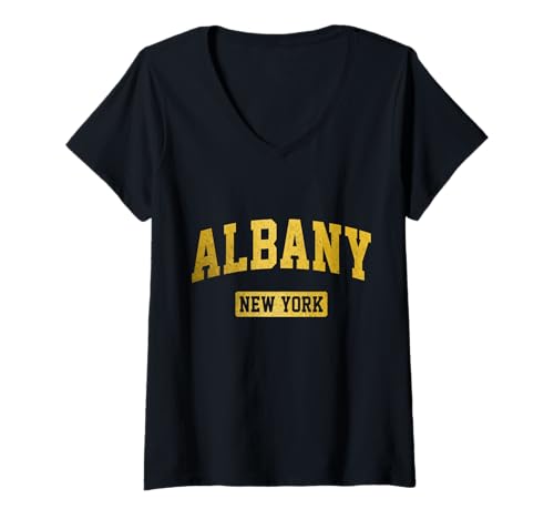 Damen Albany New York Retro NY Pride T-Shirt mit V-Ausschnitt Damen Albany New York Retro NY Pride T-Shirt mit V-Ausschnitt von We Love Albany New York