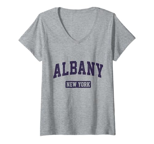 Damen Albany New York Retro NY Pride T-Shirt mit V-Ausschnitt Damen Albany New York Retro NY Pride T-Shirt mit V-Ausschnitt von We Love Albany New York