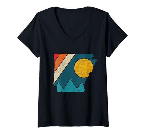 Damen Arkansas Vintage State Map Berge Wandern Stolz Geschenk T-Shirt mit V-Ausschnitt Damen Arkansas Vintage State Map Berge Wandern Stolz Geschenk T-Shirt mit V-Ausschnitt von We Love Arkansas - Vintage Gifts & Apparel Co.