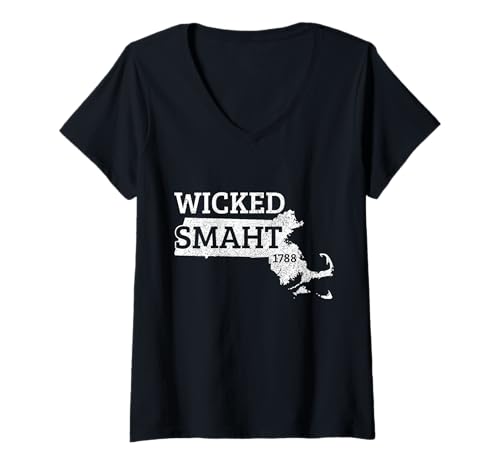 Damen Karte von Boston Accent Massachusetts State Pride T-Shirt mit V-Ausschnitt Damen Karte von Boston Accent Massachusetts State Pride T-Shirt mit V-Ausschnitt von We Love Boston Massachusetts - Apparel & Gifts