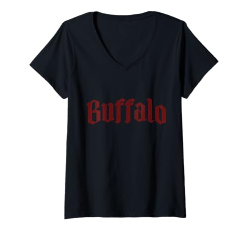Damen Buffalo New York Retro NY Pride T-Shirt mit V-Ausschnitt von We Love Buffalo New York
