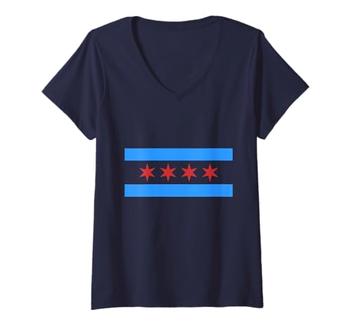 Damen Chicago Flag Pride, Illinois T-Shirt mit V-Ausschnitt Damen Chicago Flag Pride, Illinois T-Shirt mit V-Ausschnitt von We Love Chicago - Apparel & Gifts
