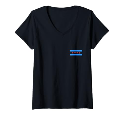 Damen Chicago Flag Pride, Illinois T-Shirt mit V-Ausschnitt Damen Chicago Flag Pride, Illinois T-Shirt mit V-Ausschnitt von We Love Chicago - Apparel & Gifts