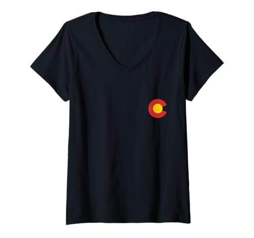Damen Colorado-Flaggenpreis T-Shirt mit V-Ausschnitt von We Love Colorado - Apparel & Gifts