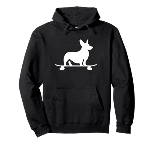 Corgi On Skateboard Hundeliebhaber Corgi Mama Lustiger Skater Pullover Hoodie von We Love Corgi Dogs - Apparel & Gifts