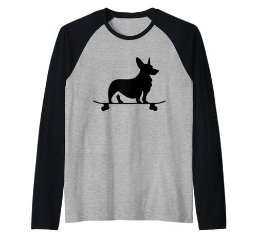 Corgi On Skateboard Hundeliebhaber Corgi Mama Lustiger Skater Raglan von We Love Corgi Dogs - Apparel & Gifts