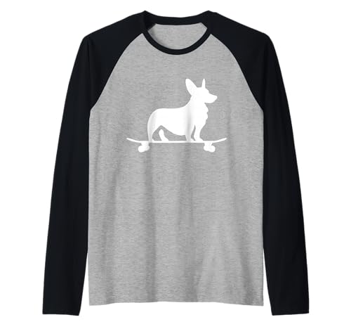 Corgi On Skateboard Hundeliebhaber Corgi Mama Lustiger Skater Raglan von We Love Corgi Dogs - Apparel & Gifts