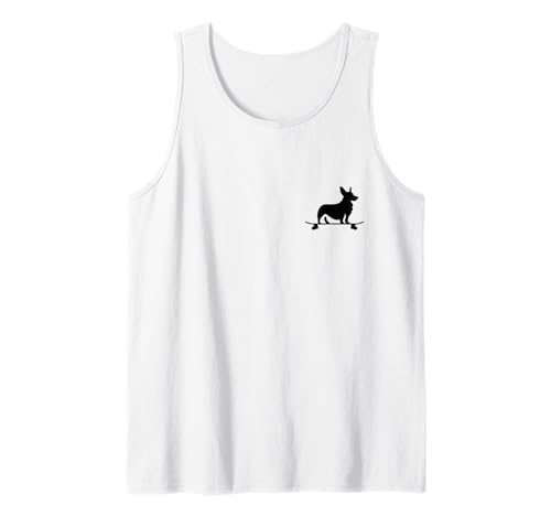 Corgi On Skateboard Hundeliebhaber Corgi Mama Lustiger Skater Tank Top von We Love Corgi Dogs - Apparel & Gifts