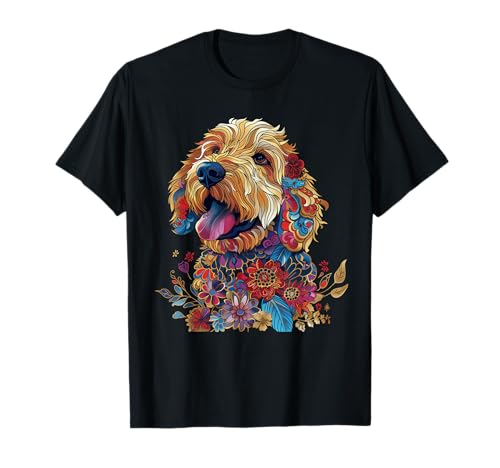 Goldendoodle Hund Vintage Blumen Golden Doodle Mama Papa T-Shirt Goldendoodle Hund Vintage Blumen Golden Doodle Mama Papa T-Shirt von We Love Goldendoodles - Doodle Dog Co.