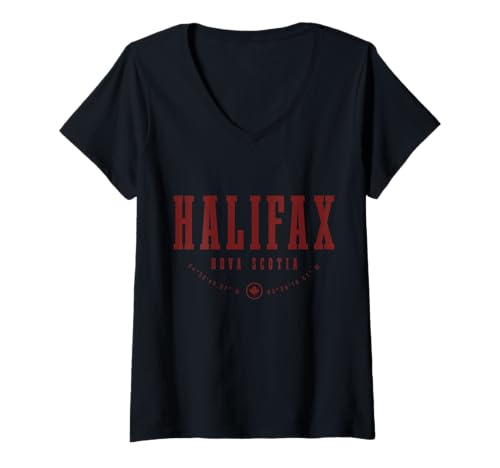 Damen Halifax Nova Scotia Kanada Maple Leaf Pride Canadian Vintage T-Shirt mit V-Ausschnitt von We Love Halifax Nova Scotia - Apparel & Gifts