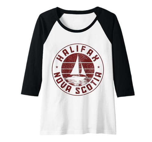 Damen Halifax Nova Scotia Kanada Segelboot Canadian Vintage Raglan von We Love Halifax Nova Scotia - Apparel & Gifts