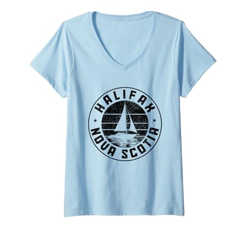 Damen Halifax Nova Scotia Sailing Kanada Canadian Vintage T-Shirt mit V-Ausschnitt von We Love Halifax Nova Scotia - Apparel & Gifts