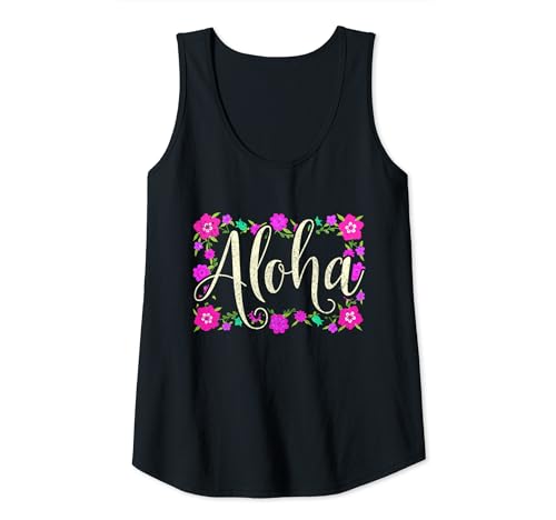 Damen Aloha Hawaii-Blumen Blumen-Surfer Vintage Hawaii Tank Top Damen Aloha Hawaii-Blumen Blumen-Surfer Vintage Hawaii Tank Top von We Love Hawaii - Aloha Co.