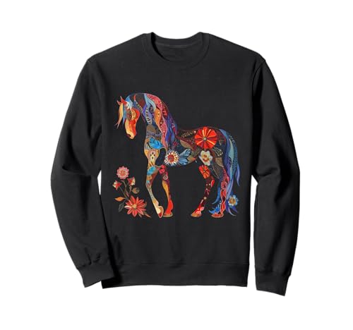 Pferdeliebhaber Mädchen Vintage Blumen Floral Reiten Sweatshirt von We Love Horse Riding