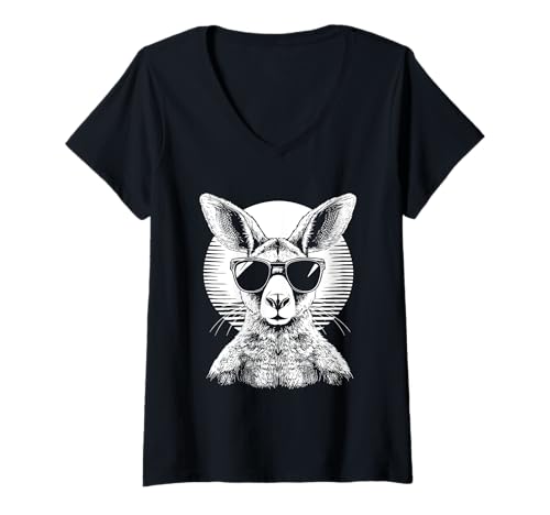 Damen Känguru trägt Sonnenbrille Lustiges Tier Australien T-Shirt mit V-Ausschnitt Damen Känguru trägt Sonnenbrille Lustiges Tier Australien T-Shirt mit V-Ausschnitt von We Love Kangaroos