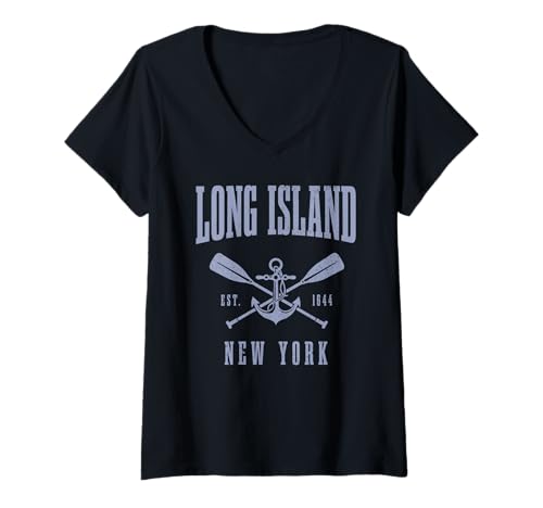 Damen Long Island New York NY Pride Maritim Nautical T-Shirt mit V-Ausschnitt Damen Long Island New York NY Pride Maritim Nautical T-Shirt mit V-Ausschnitt von We Love Long Island New York